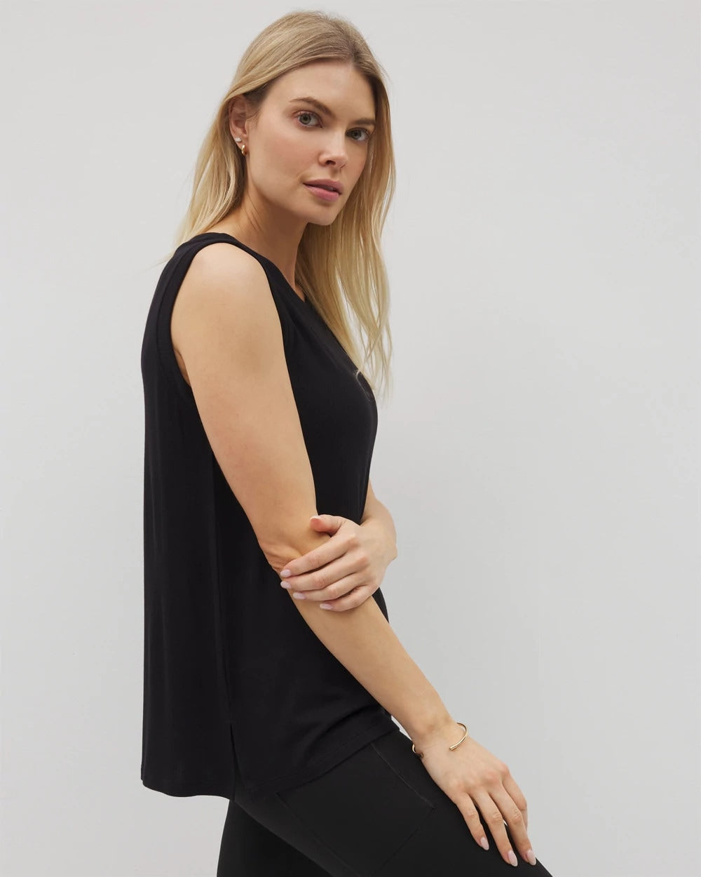 Rib Knit Sleeveless Top - BLACK | Soma Women