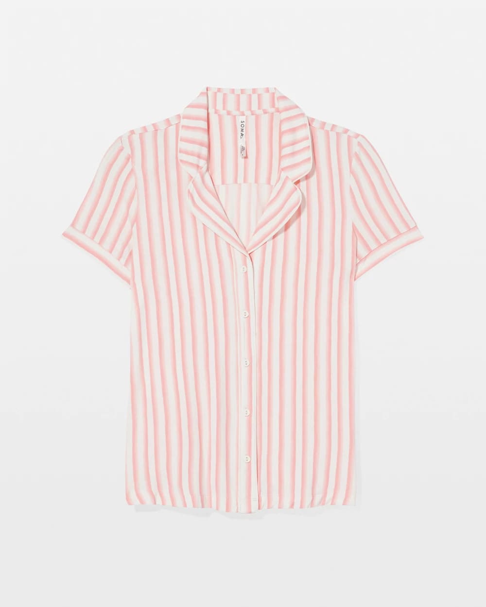 Piped Short Sleeve Notch Collar Pajama Top - SUNNY STRIPES CHAMPAGNE | Soma Women