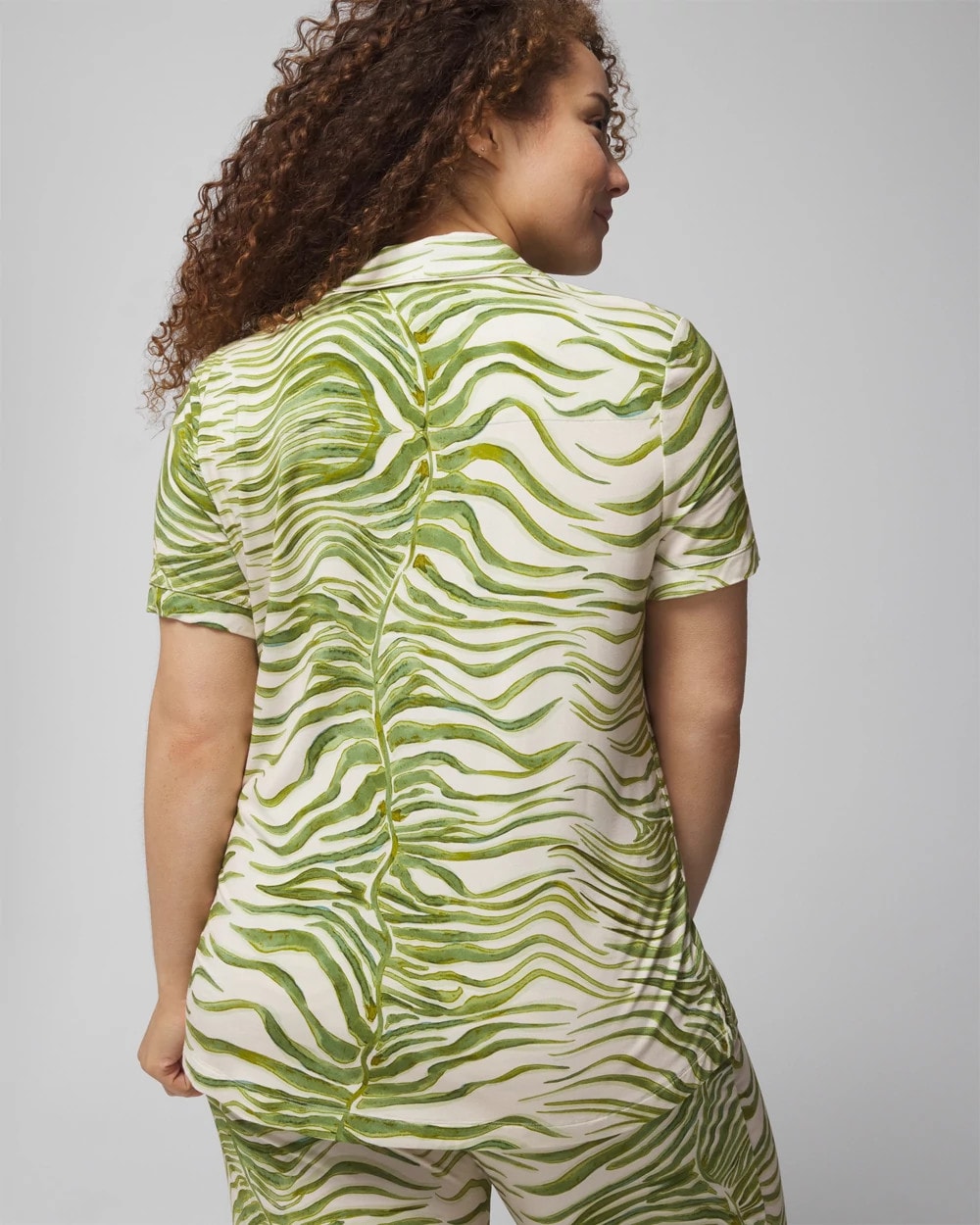 Piped Short Sleeve Notch Collar Pajama Top - INTO THE GROOVE WHITE SMK | Soma Women