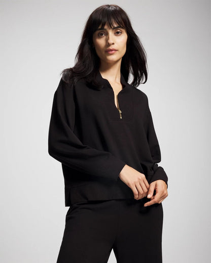Ultrasoft Fleece Quarter Zip Sweatshirt - BLACK | Soma Women