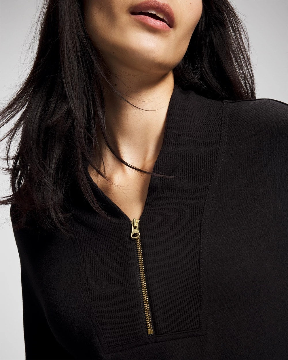 Ultrasoft Fleece Quarter Zip Sweatshirt - BLACK | Soma Women