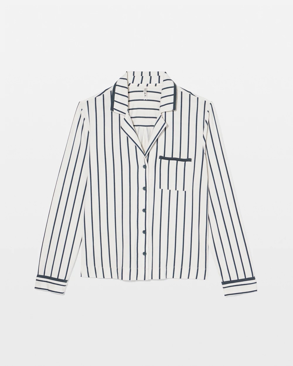Long-Sleeve Notch Collar Pajama Top - UNWIND STRIPE CHAMPAGNE | Soma Women