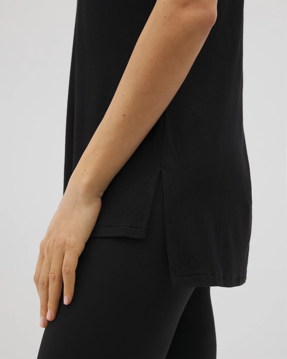 Rib Knit V-Neck Tee - BLACK | Soma Women