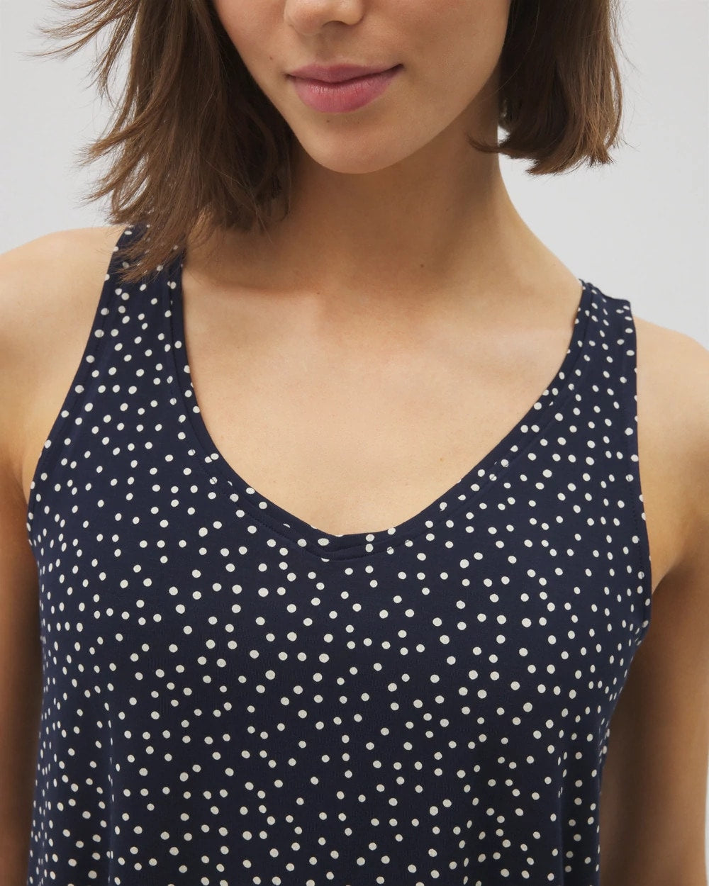 Printed V-Neck Pajama Tank - DOT OBSESSED NAVY | Soma Women