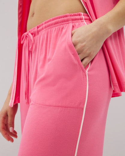 Solid Piped Crop Pajama Pant - CAMELLIA ROSE | Soma Women
