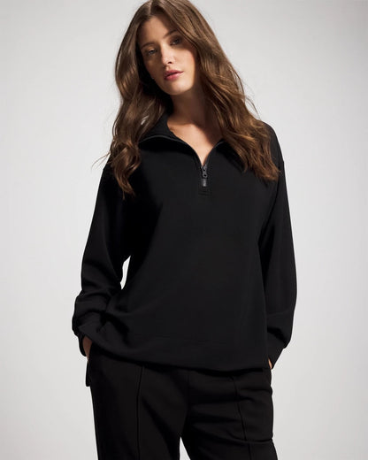 Modern Modal Quarter Zip Sweatshirt - BLACK | Soma Women