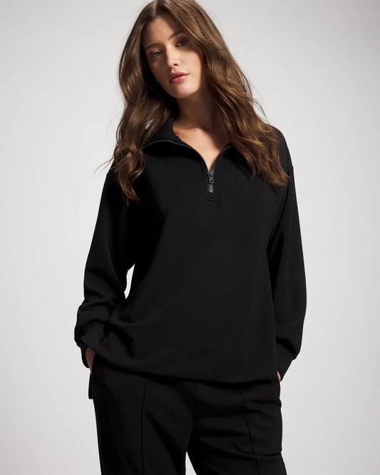 Modern Modal Quarter Zip Sweatshirt - BLACK | Soma Women
