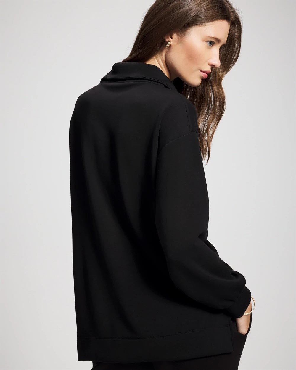 Modern Modal Quarter Zip Sweatshirt - BLACK | Soma Women
