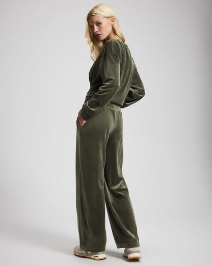 Velour Straight Leg Pants - DARK SAGE | Soma Women