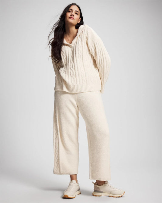 Cable Knit Plush Ankle Pant - PARCHMENT | Soma Women