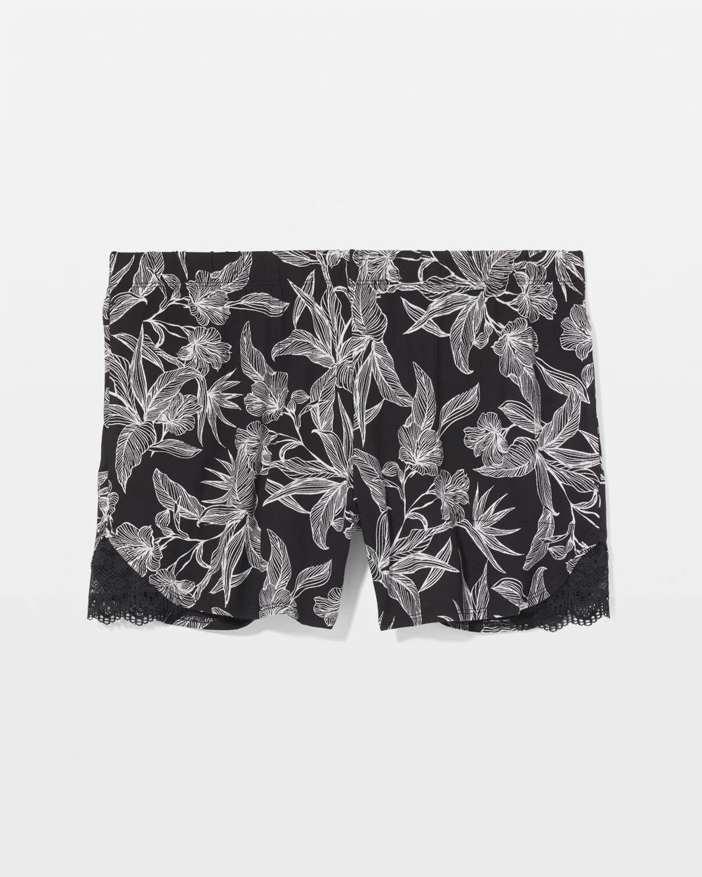 Lace-Trim Pajama Shorts - PLUMERIA BLOOMS BLK CH | Soma Women