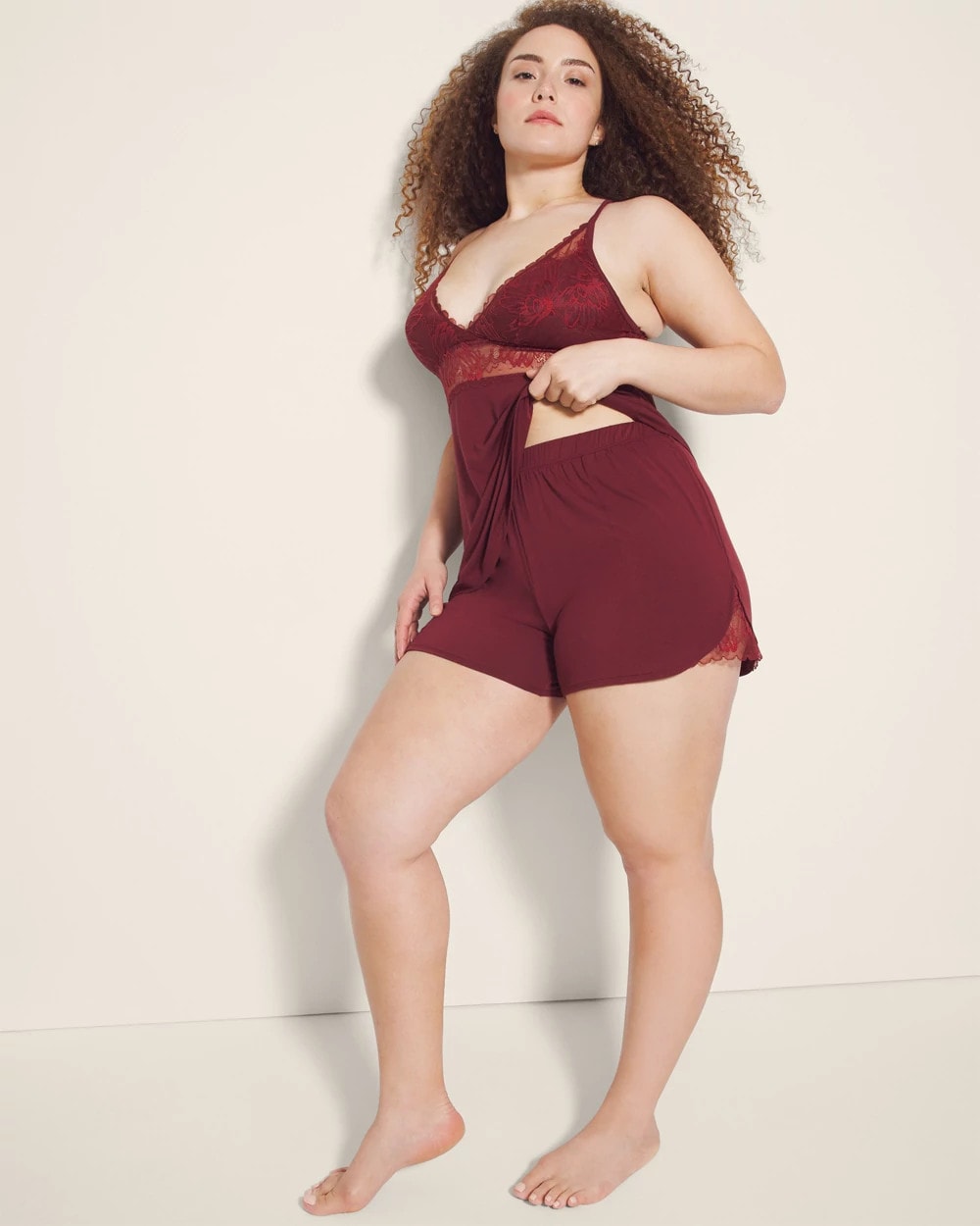 Lace Trim Pajama Shorts - VERMILLION | Soma Women
