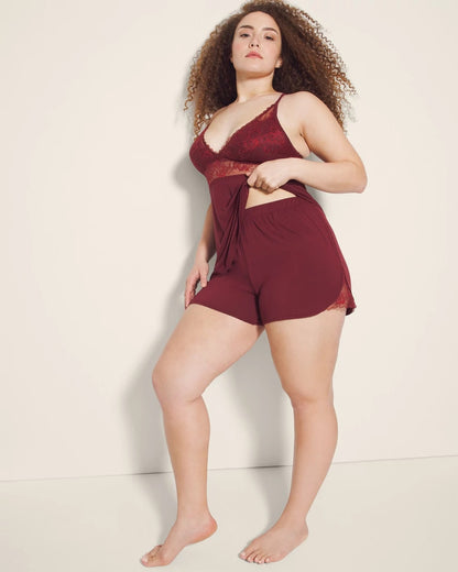 Lace Trim Pajama Shorts - VERMILLION | Soma Women