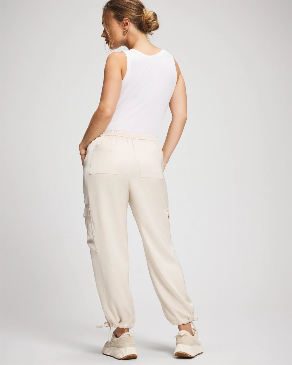 Satin Relaxed Cargo Pant - PARCHMENT | Soma Women