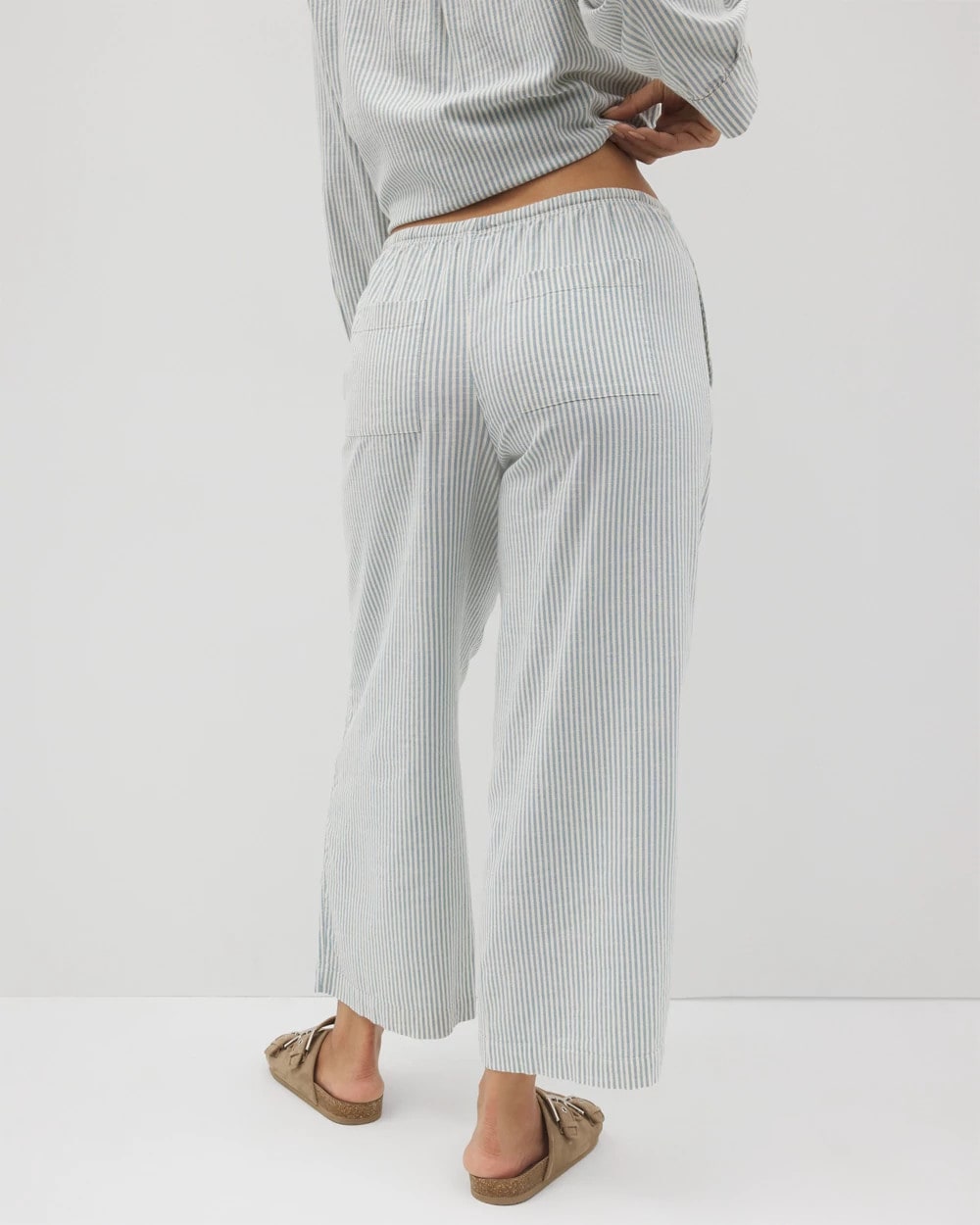 Beach Cotton Crop Pant - BLUE HEAVEN STRIPE | Soma Women