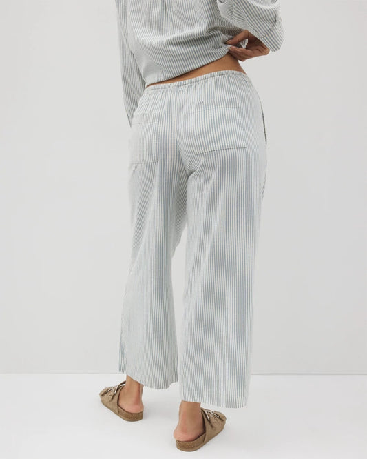 Beach Cotton Crop Pant - BLUE HEAVEN STRIPE | Soma Women