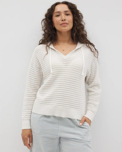Cotton Open Stitch Hoodie - SALT MIST | Soma Women
