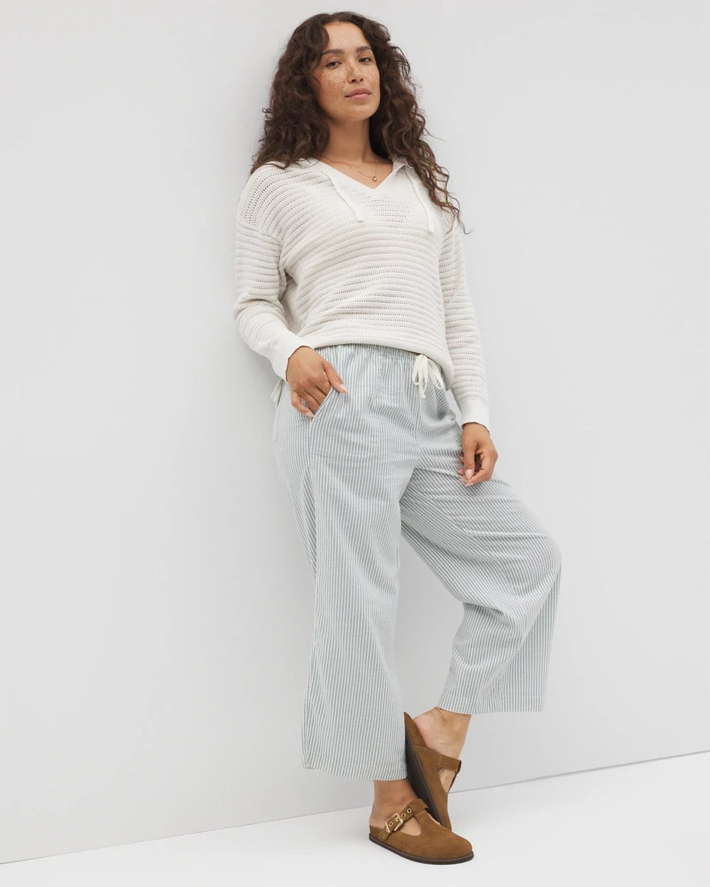 Cotton Open Stitch Hoodie - SALT MIST | Soma Women