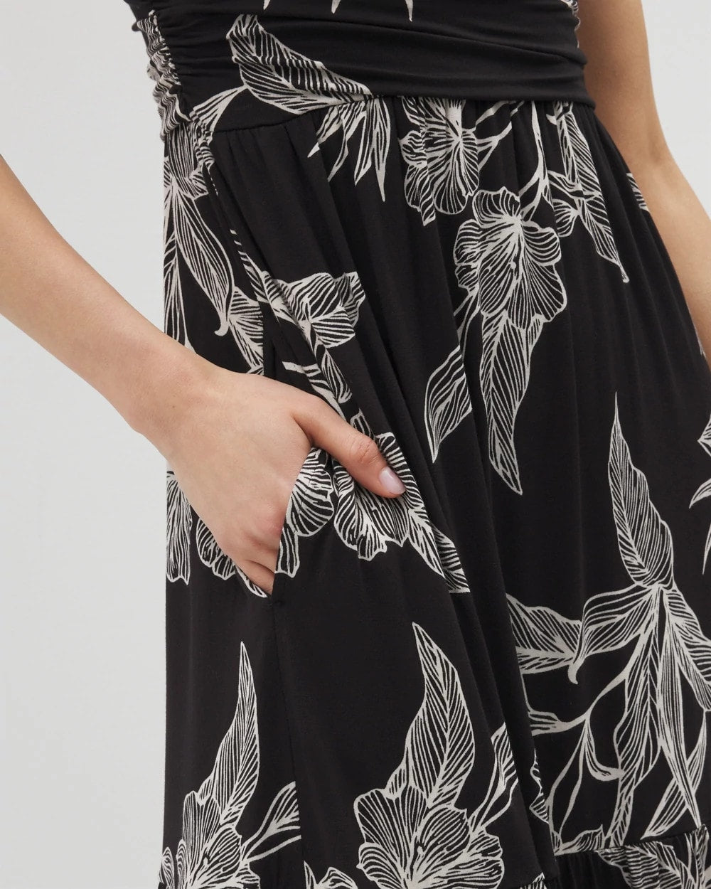 Goddess Tiered Maxi Dress - PLUMERIA BLOOMS GRAND BLK | Soma Women