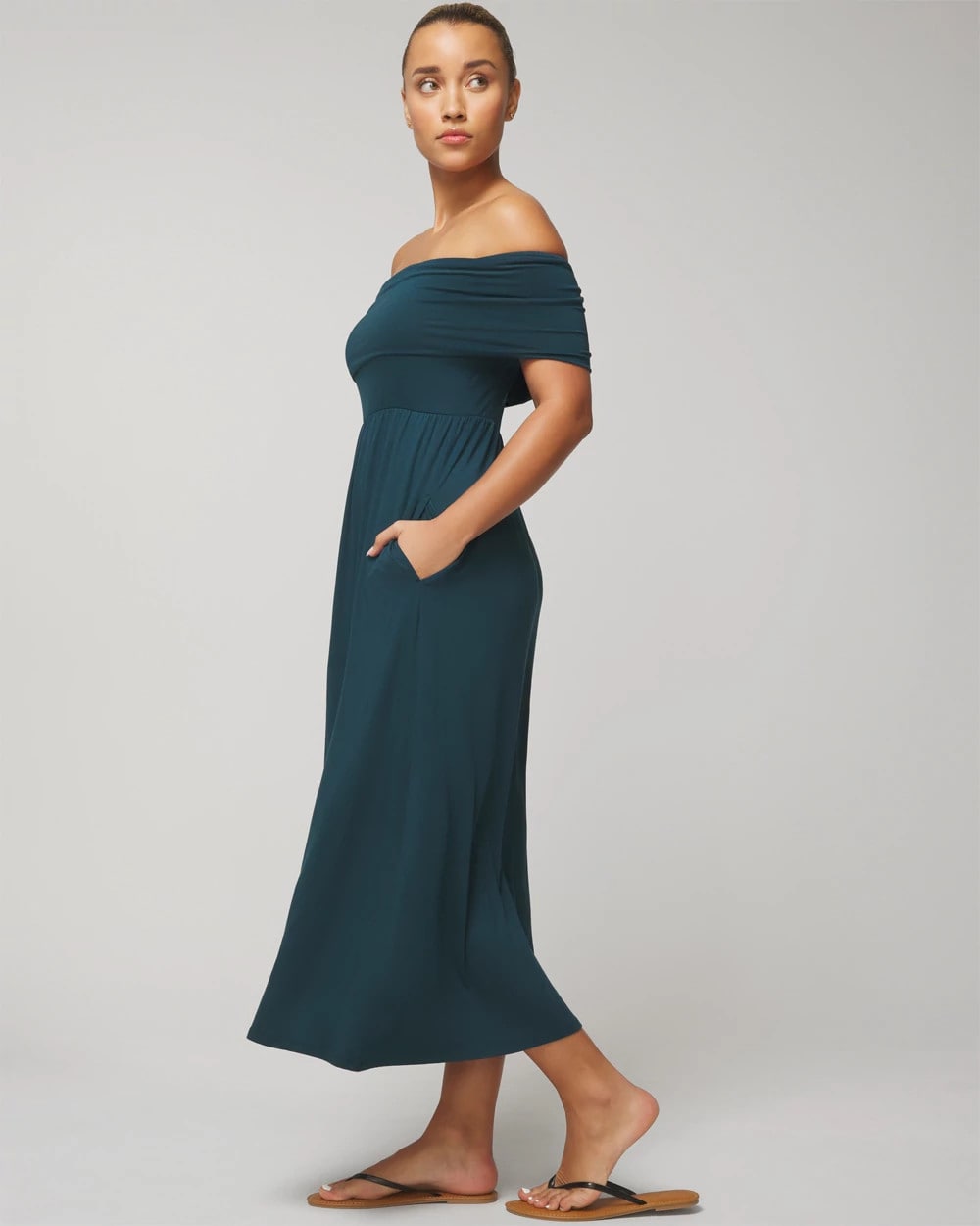 Off-The-Shoulder Midi Bra Dress - DARK HARBOUR | Soma Women