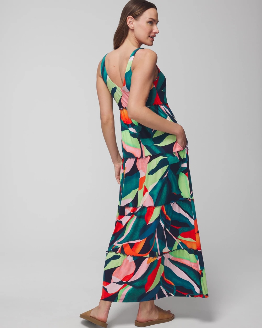 Tiered Maxi Bra Dress - VACAY VIBES NIGHTFALL NVY | Soma Women