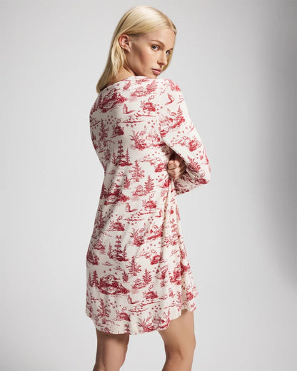 Piped Long-Sleeve Sleepshirt - ENCHANTED TOILE CHAMPAGNE | Soma Women