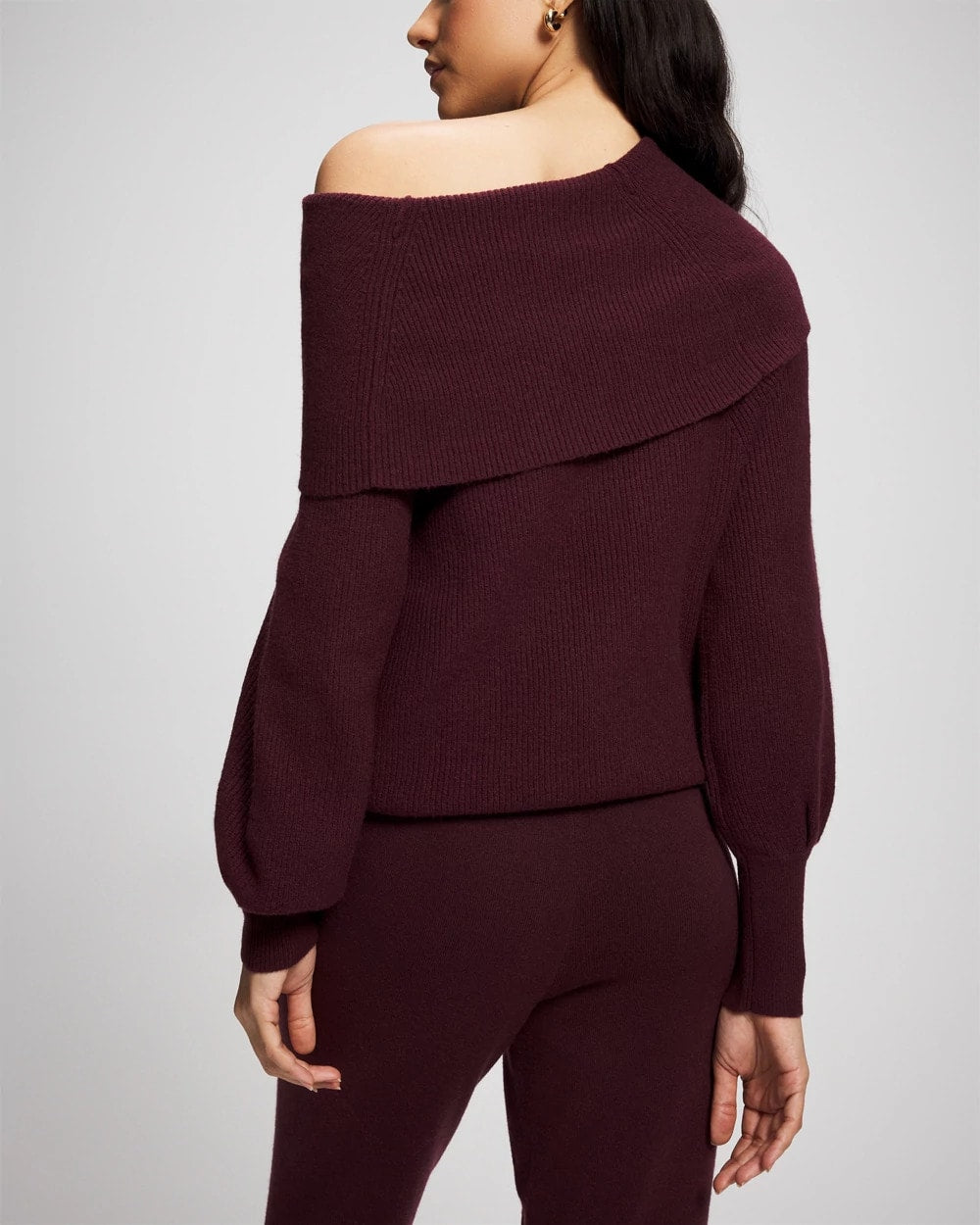 Premier Knit off the Shoulder Sweater - MERLOT | Soma Women