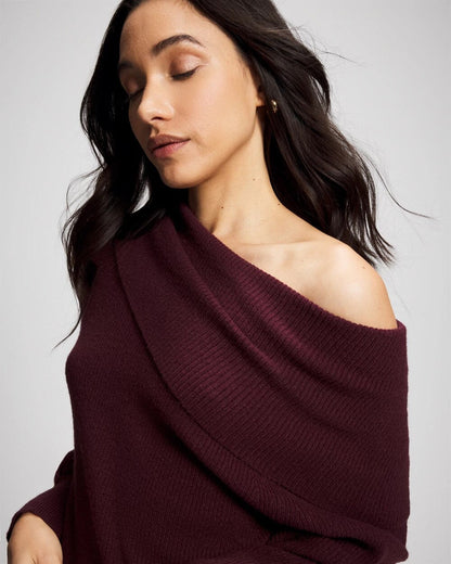 Premier Knit off the Shoulder Sweater - MERLOT | Soma Women