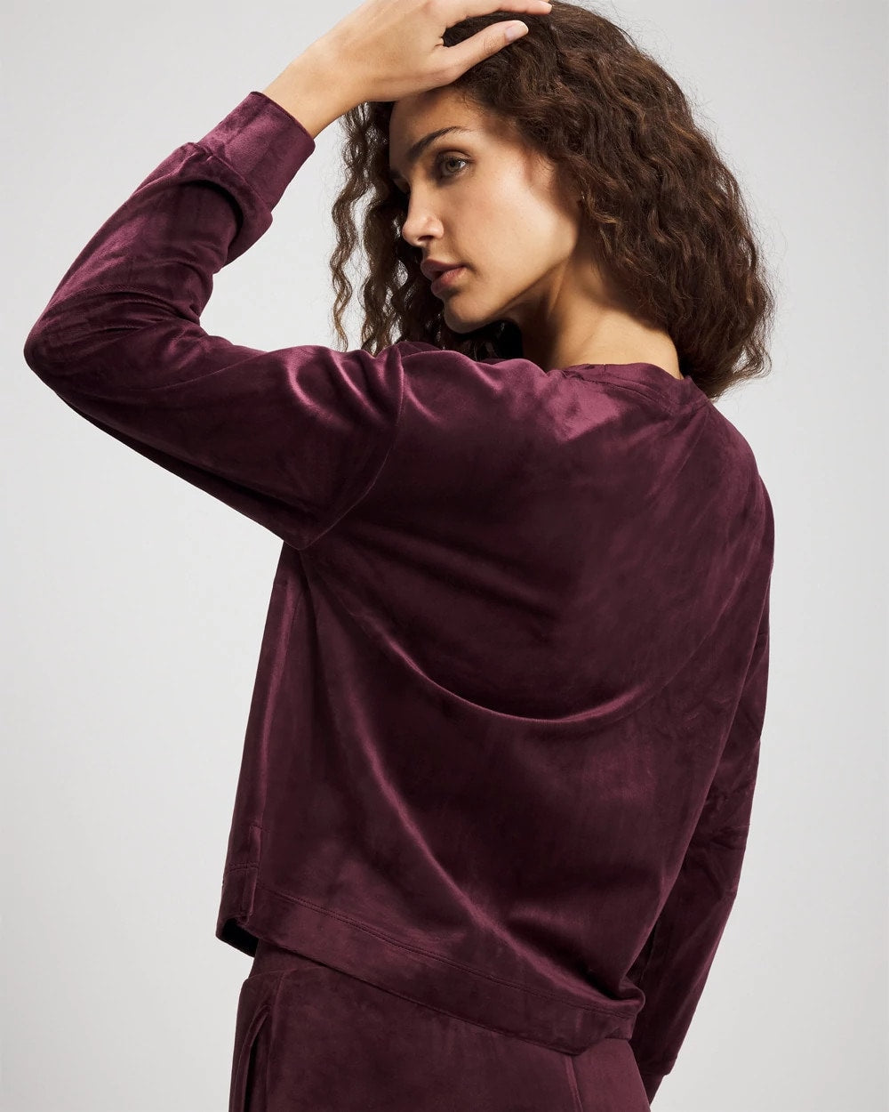 Velour Crewneck Sweatshirt - MERLOT | Soma Women