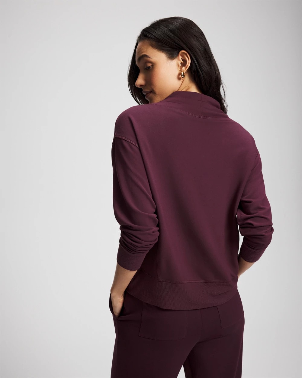 Ultrasoft Fleece Relaxed Funnel Neck Sweatshirt - MERLOT | Soma Women