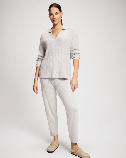 Premier Knit Cable Knit Collared Sweater - HEATHER STONE | Soma Women