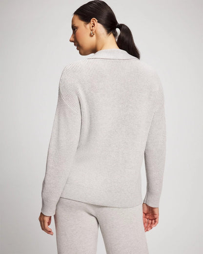 Premier Knit Cable Knit Collared Sweater - HEATHER STONE | Soma Women