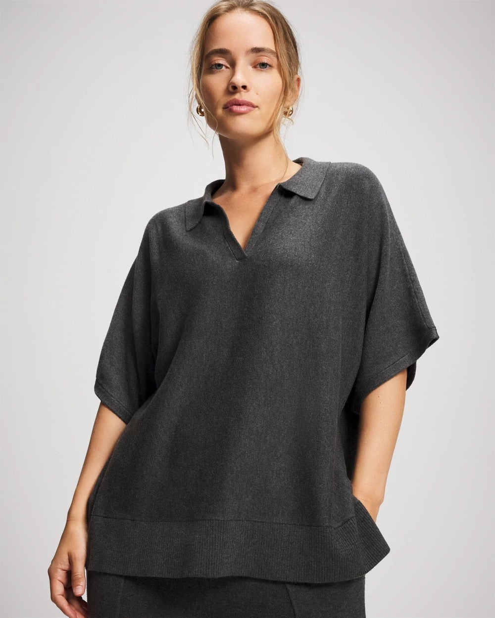 Premier Knit Sweater Collared Top - HEATHER QUARTZ | Soma Women
