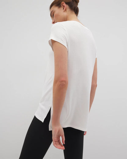 Rib Knit V-Neck Tee - OPTIC WHITE | Soma Women