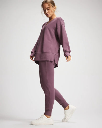 Ultrasoft Fleece V-Neck Sweatshirt - PURPLE FLINT | Soma Women