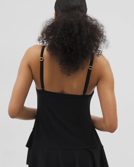 Beyond Control Solid Essentials Ruffle Swim Dress - BLACK | Soma Women