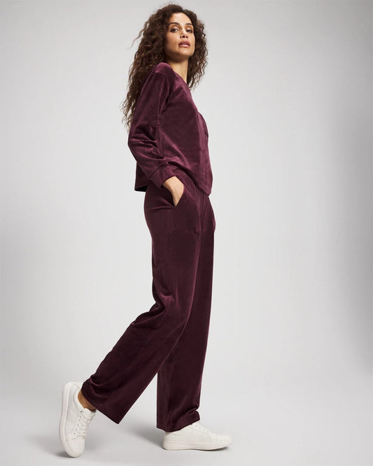 Velour Straight Leg Pants - MERLOT | Soma Women
