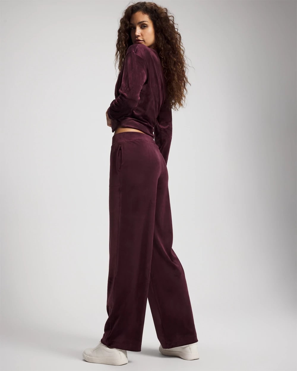 Velour Straight Leg Pants - MERLOT | Soma Women