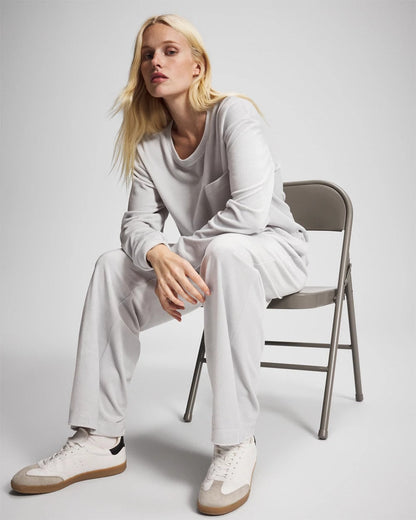 Velour Straight Leg Pants - VAPOR GRAY | Soma Women