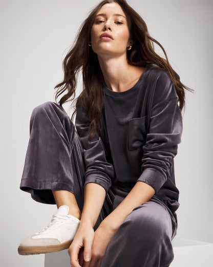 Velour Straight Leg Pants - GRAY INK | Soma Women