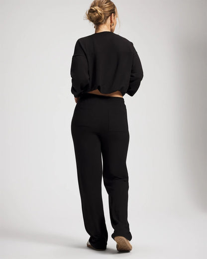 Ultrasoft Fleece Straight Leg Pant - BLACK | Soma Women