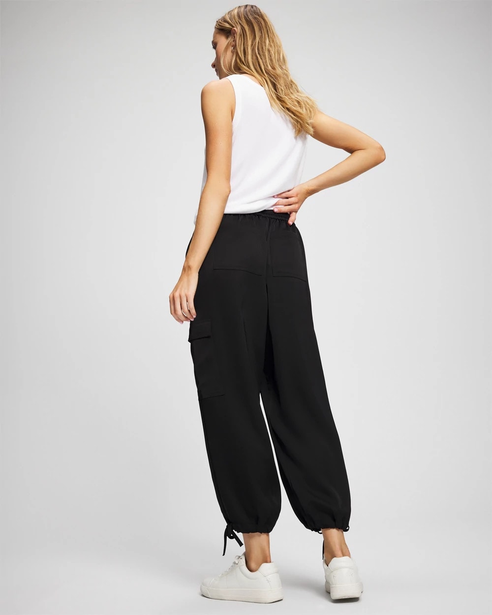 Satin Relaxed Cargo Pant - BLACK | Soma Women