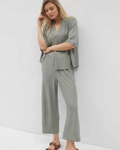 Crinkle Knit Wide Leg Pant - RESTORATION GREEN | Soma Women