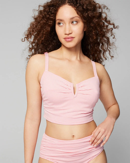 Seersucker V-Wire Cropped Bikini - PINK STRIPE | Soma Women