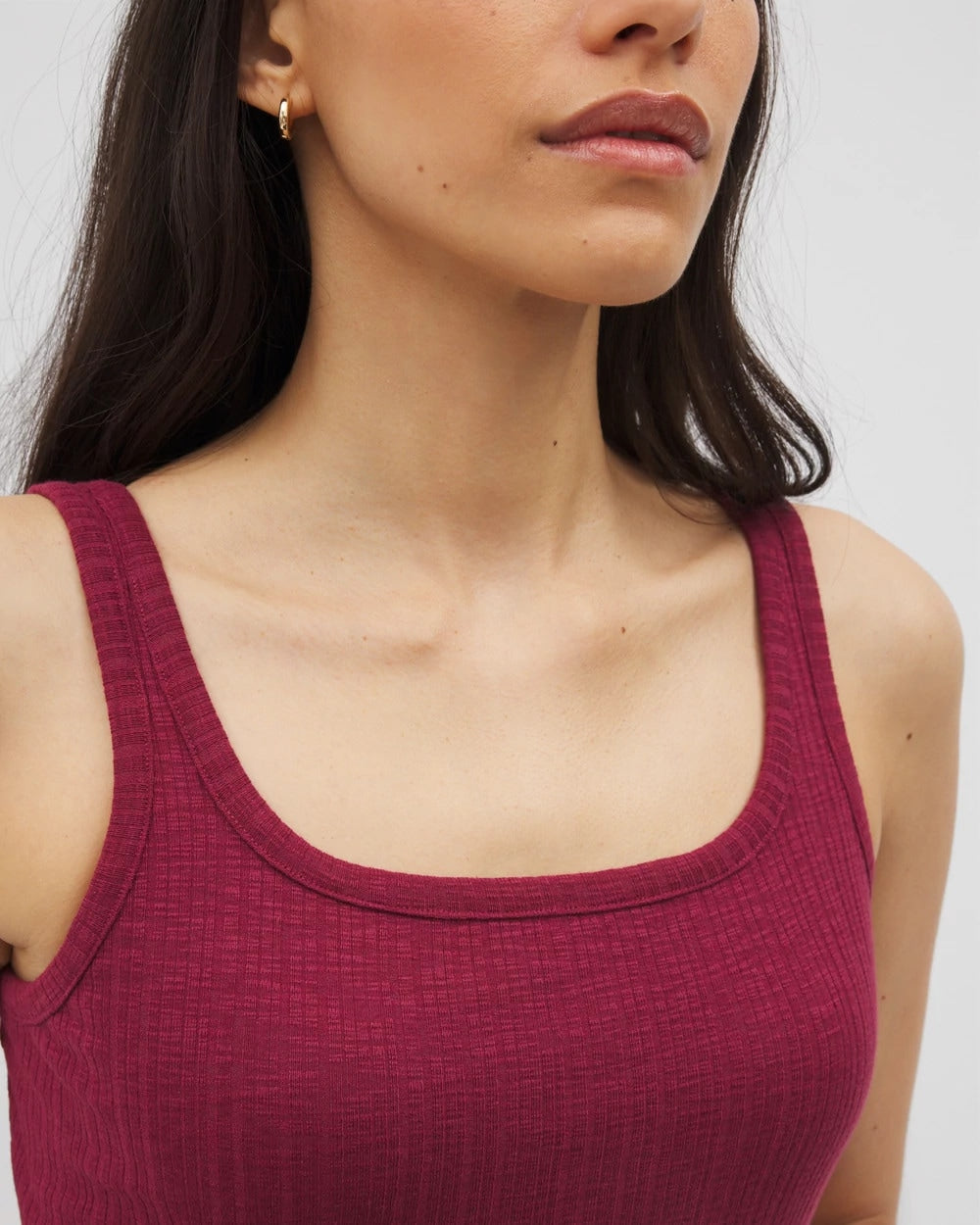 Rib Square Neck Lounge Dress - GARNET | Soma Women