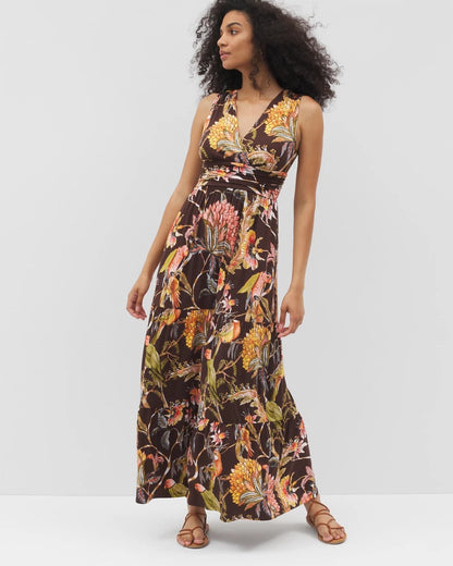 Goddess Tiered Maxi Dress - PARROT-DISO PLUME G FR | Soma Women