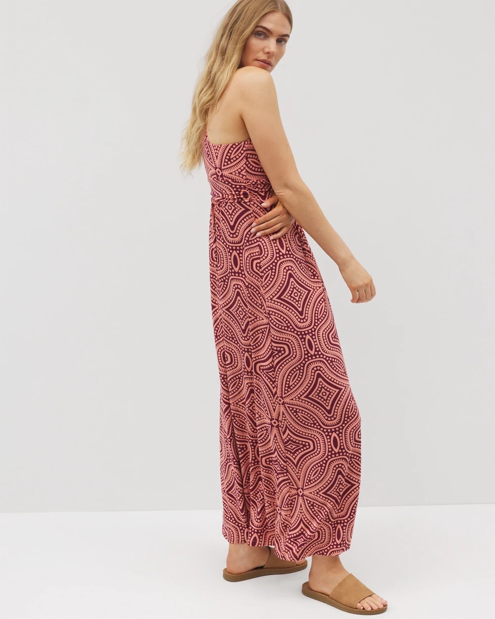 Isla Cross Back Maxi Bra Dress - GOA GEO GRAND VELVET PLUM | Soma Women