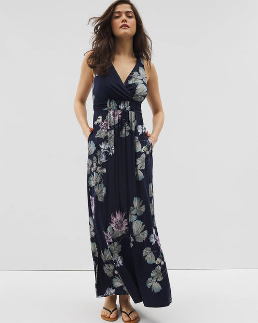 Isla Cross Back Maxi Bra Dress - BOTANICAL BLISS NAVY | Soma Women