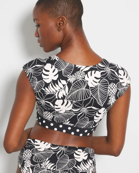 Double Trouble Cap-Sleeve Crop Top - BLACK | Soma Women