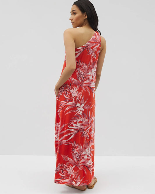 One-Shoulder Maxi Bra Dress - PALM PERFECT G GOJI BERRY | Soma Women